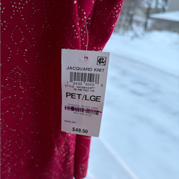 🆕🌹JM Collection Red Jacquard Knit Sparkle Top Glam Blouse Size XL Petite Large - Picture 14 of 16